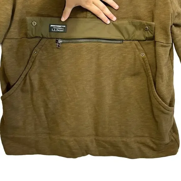 L.L. Bean Signature Slim Fit 1/4 Zip Pullover Men's Sz L Brown Green Cotton - Picture 4 of 6